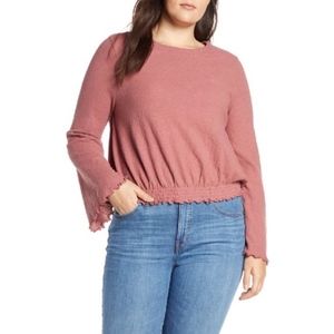 Madewell Texture & Thread Smocked Bell-Sleeve Top